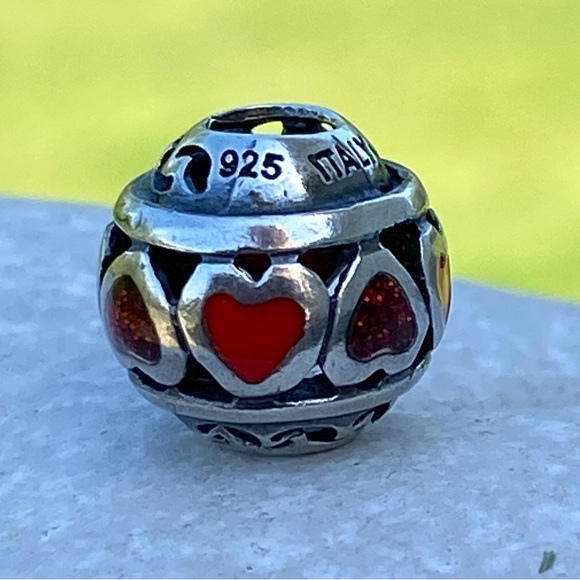 Vintage Michael Anthony red heart .925 Sterling Silver charm bracelet bead Italy - Picture 3 of 15